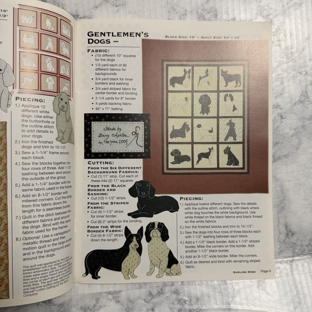Quilt Pattern Book - Darling Little Dogs by Darcy Ashton 35 Types Craft Projects - Picture 9 of 16